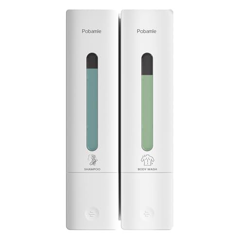 Shampoo Dispenser for Shower - Shower Soap Dispenser Wall Mounted No Drill - Shampoo Body Wash Dispenser 2 Chamber - Easy Install for Bathroom Hotel White 800ml - color: White 2