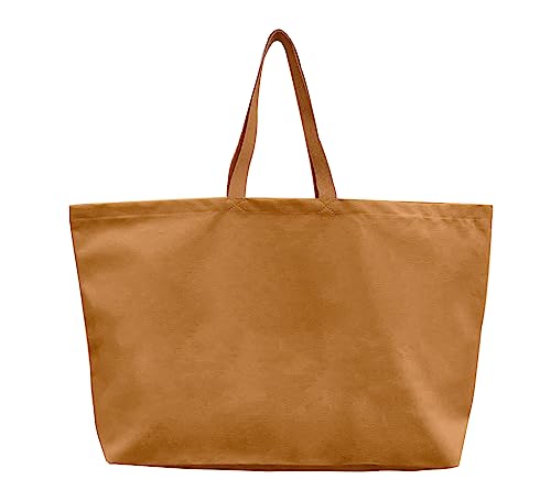 Large Canvas Tote Bag Reusable Extra Big Grocery Bags - color: Brown