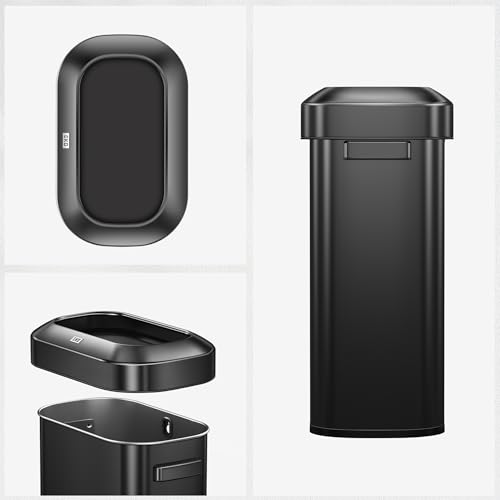 EKO Urban 24 Gallon/90 Liter Open Top Stainless Steel Slim Commercial Trash Can, Tall Kitchen Trash Bin, Heavy-Duty Commercial Grade Large Garbage Bin for Home, Office, Hotel, Restaurant, Matte Black - color: Matte Black, size: 90 Liter, Slim