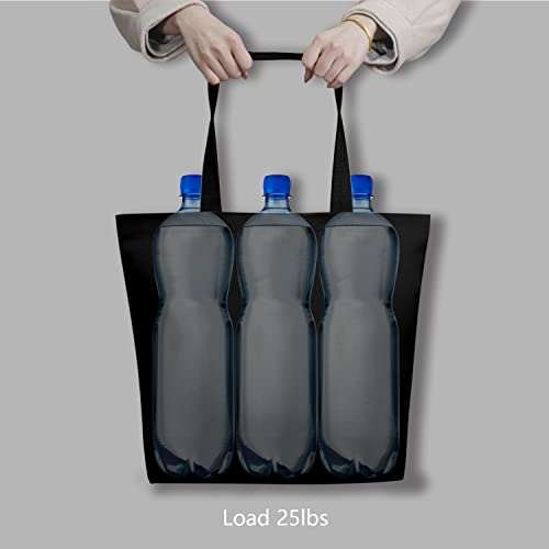 TOPDesign 2-Pack Canvas Tote Bags with Magnetic Snap, Reusable Grocery Shopping Bags, DIY Your Creative Designs - color: Black