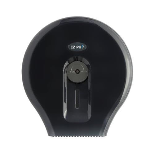 EZ-Pull Wall-Mounted 9" Single Jumbo Toilet Tissue Paper Dispenser for Restroom/Office/Commercial/Industrial, Pearl Black - style: Smoke