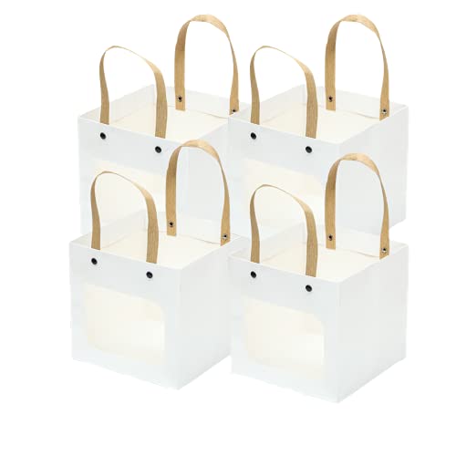 ysmile Empty Small Bag with Window for Gift Square Paper Basket Birthday Wedding Baby Shower 5.9 12 pcs - color: White Transparent (Pack of 12)