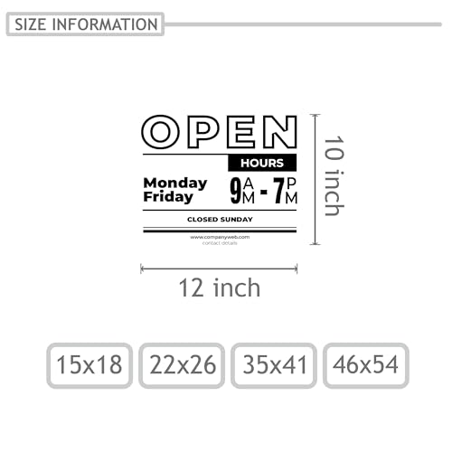 Get Noticed with Custom Business Hours Decals - Personalized Vinyl Door Signs - Storefront Window Decals - Professional Hours of Operation Stickers - color: DES-12