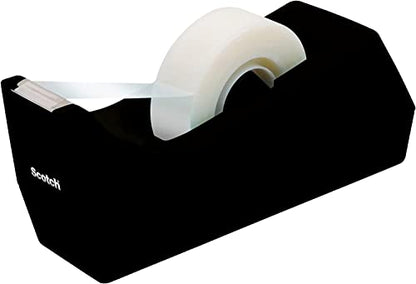 Scotch Desktop Tape Dispenser, Black, 2.7". x 2.7". x 6.4"., 1 Tape Dispenser, Polystyrene (PS) (Pack of 6) - size: 6-Pack