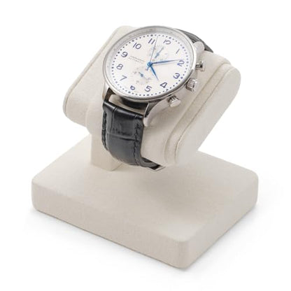 Beige Microfiber Single Watch Stand Wristwatch Display Holder - color: Beige