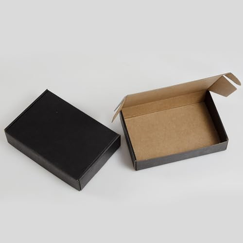 9x6x2 Inches Shipping Boxes Pack of 25, Black Corrugated Cardboard Boxes for Small Bussiness, Packing and Mailing - size: 9 x 6 x 2 inch