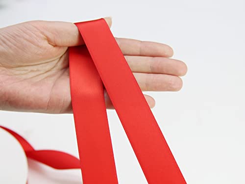 1" Red Double Face Satin Ribbon 100yd for Gifts & Weddings - color: Red, size: 1 inch