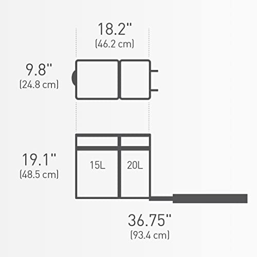 simplehuman 35 Liter / 9.3 Gallon Dual Compartment Under Counter Kitchen Cabinet Pull-Out Recycling Bin and Trash Can, Chrome - size: 35L Dual