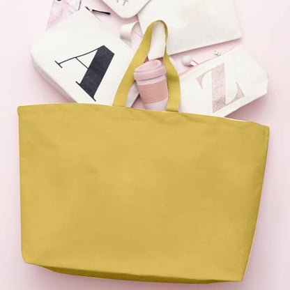 Large Canvas Tote Bag Reusable Extra Big Grocery Bags - color: Light Yellow