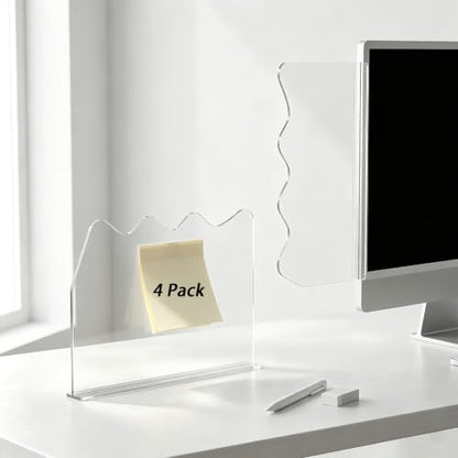 4 Pack Monitor Sticky Note Holder and Computer Memo Board, Clear Desk Stand