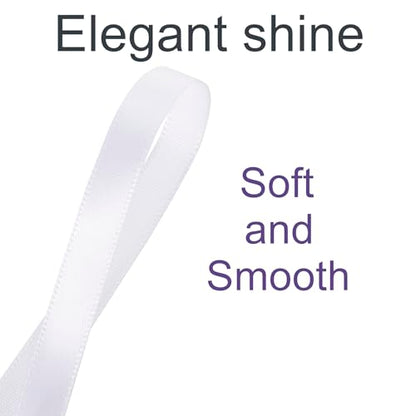 3/8 Inch White Ribbon 50Yards – Perfect for Gift Wrapping - color: White, size: 3/8"