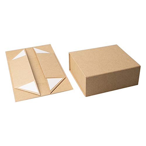 Rsgift Foldable Gift Box with Lid, 11x7.8x3.5 Inches, Magnetic Closure for Men - Wedding, Birthday, Graduation Packaging - color: Kraft, size: 11 x 7.8 x 3.5 inches (pack of 1)
