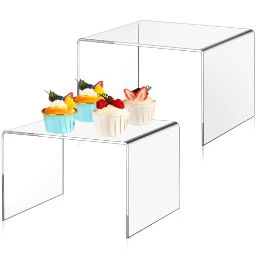 RattanView 2 Pcs 8 Inch Large Clear Acrylic Shelf Riser, 5mm Thick - color: Clear, size: 8 Inch, 5 mm