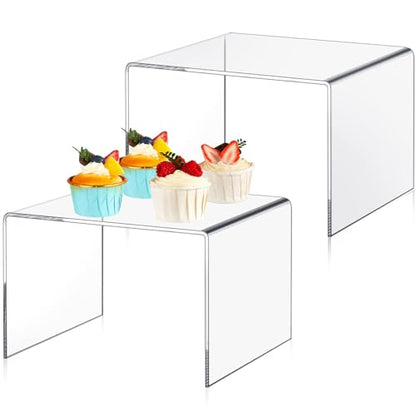 RattanView 2 Pcs 8 Inch Large Clear Acrylic Shelf Riser, 5mm Thick - color: Clear, size: 8 Inch, 5 mm