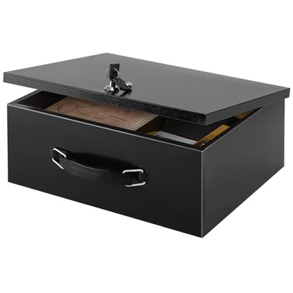 xydled Fireproof Document Box with Key Lock, Fire Safe Box, Black - color: Black, size: X Large