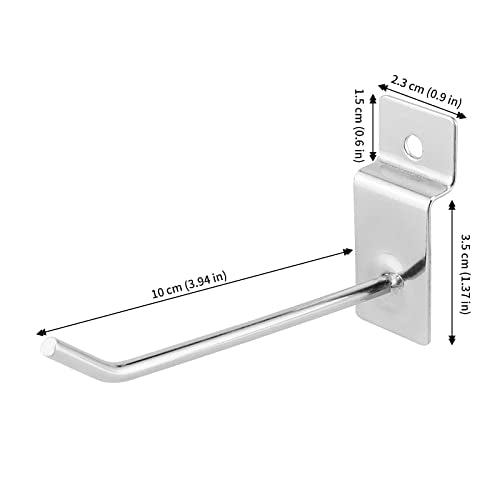 JAPCHET 200 Pack 4 Inch Heavy Duty Silver Metal Slatwall Hooks Hangers, Slat Board Hooks Accessories, Organization Display