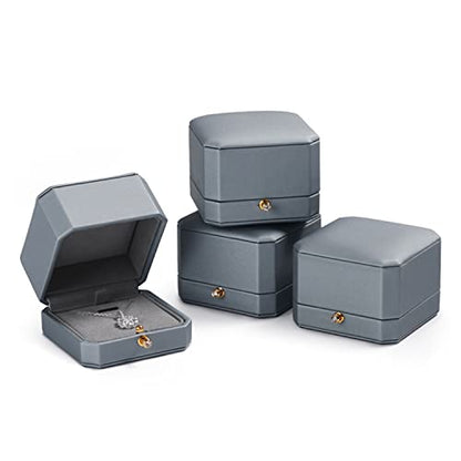 Premium Leather Necklace Pendant Box Jewelry Gift Box Jewelry Necklace Earrings Gift Box - color: Grey, size: Pendant Box
