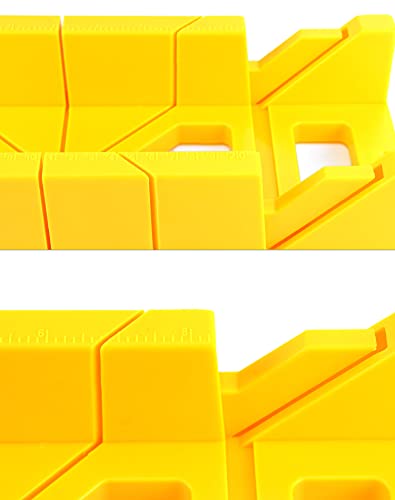 QWORK 12-Inch High Impact Plastic Miter Box with Versatile Cutting Angles and Ruler Scale