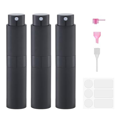 8ml Travel Perfume Bottle Refillable, Atomizer Sprayer for Cologne 3PCS - color: Black
