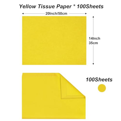 Jkopsnr 100 Sheets Yellow Tissue Paper 20x14 Inches - color: Yellow, size: 14x20