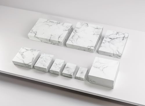 TheDisplayGuys 25 Cardboard Gift Jewelry Boxes w/Paddings #65-6.0x5.0x1 - color: Marble White