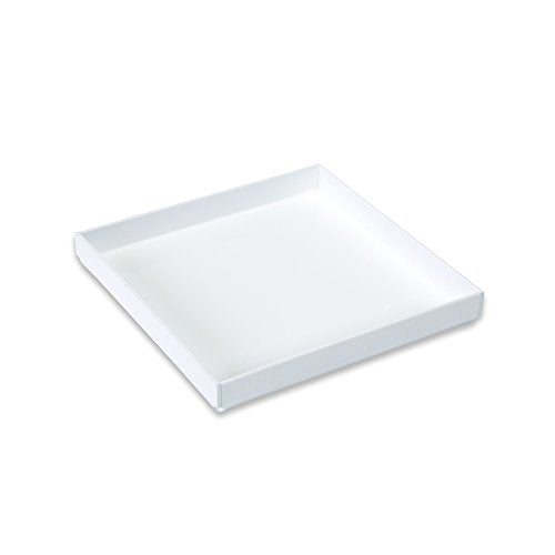White Acrylic Organizer Tray, 8 x 8 Low-Profile Display & Vanity Tray – BPA-Free, Bathroom, Desk, Decor & Serving (Dry Use Only) - Made in USA - size: 8" x 8" x 1"