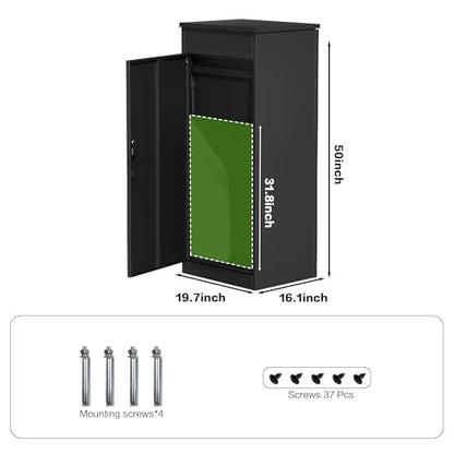 Package Delivery Boxes for Outside,Large Mailbox for Parcel, Anti-Theft Parcel Mailbox with Coded Lock, Wall Mounted Waterproof Home Parcel Box for Porch Yard, Galvanized Steel (19.7”x16.1”x50”) - size: 19.7”x16.1”x50”