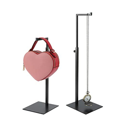 Purse Display Stand - 2 Pack Solid Black Bag Display Rack Stands, Counter Adjustable Height Stainless Steel Purse Handbag Holder Display Stand - color: Black