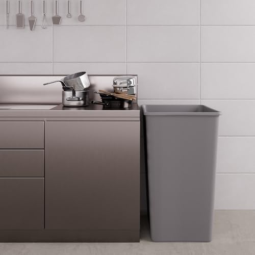 50 Gallon Gray Square Commercial Trash Garbage Can | Outdoor Office Restaurant School Kitchen - color: Gray, size: 50 Gallon, style: Trash Can