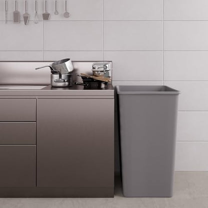 50 Gallon Gray Square Commercial Trash Garbage Can | Outdoor Office Restaurant School Kitchen - color: Gray, size: 50 Gallon, style: Trash Can