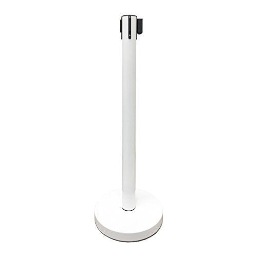 VIP Crowd Control Retractable Belt Stanchion Queue Safety Barrier Set, 36" Ht, 78" Belt (2 WHT Posts White Belt) - color: 2 WHT Posts White Belt