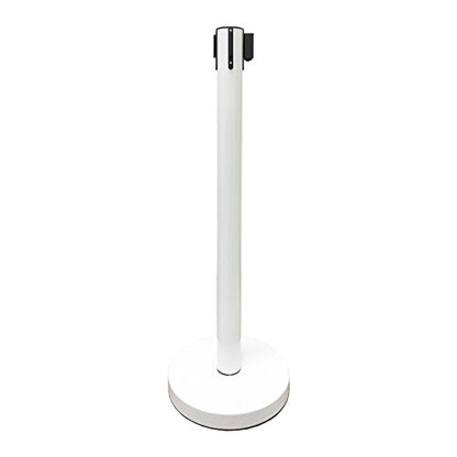 VIP Crowd Control Retractable Belt Stanchion Queue Safety Barrier Set, 36" Ht, 78" Belt (2 WHT Posts Caution Belt) - color: 2 WHT Posts Caution Belt