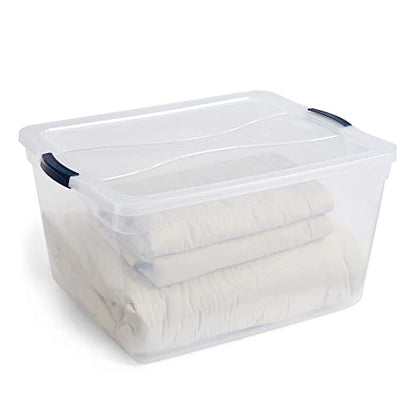 Rubbermaid Cleverstore 71 Qt Clear Storage Bins with Lids, 4-Pack, Stackable, BPA-Free, Made in USA - size: 71 Qt - 4 Pack