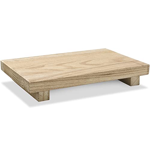 Nuogo Wood Pedestal Riser Stand for Kitchen Soap Tray,9 X 6 Inch,Natural - color: Natural, size: 9 x 6 Inch