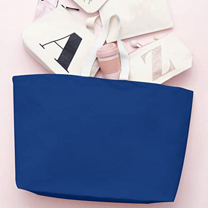 Large Canvas Tote Bag Reusable Extra Big Grocery Bags - color: Ocean Blue
