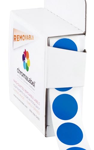 ChromaLabel 3/4 Inch Dark Blue Removable Dot Stickers, 1000/Box - color: Dark Blue, size: 3/4"