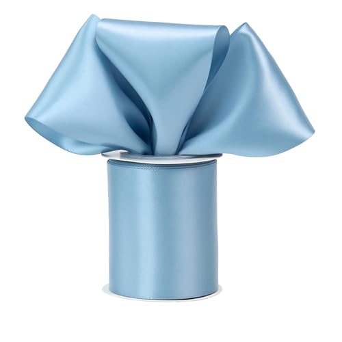 Dusty Blue Double-Faced Satin Ribbon, 3 Inch x 10 Yards - color: Dusty Blue