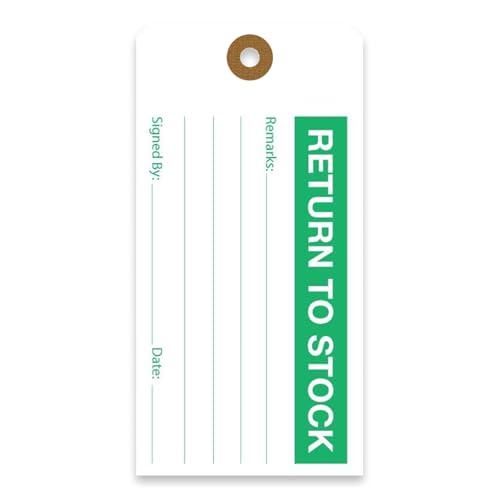 Tags 4 Less Production Quality Control Hang Tags – Equipment Preventative Maintenance Labels, for Easy Record-Keeping for Inventory Status (Return to Stock, Pack of 100) - color: Return to Stock