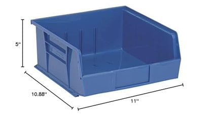 Aviditi BINP1111BAVI Plastic Stack/Hang Storage Bin Containers, 10-7/8" x 11" x 5", Blue, Pack of 6, For Organizing Homes, Offices, Garages and Classrooms