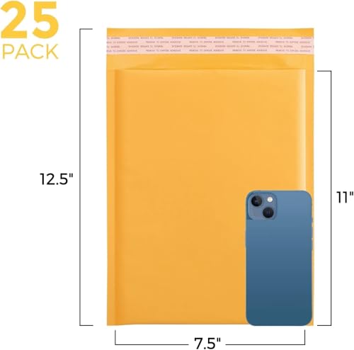 Fuxury Kraft Bubble Mailers 7.25x12 Inch 250 Pack - color: Yellow, size: 7.25x12" 250PC