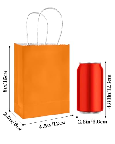 qiqee 24PCS Mini Gift Bag with Handles Bulk 4.5"x2.5"x6" Gift Bags Salmon Bags Multiple Uses - color: Salmon