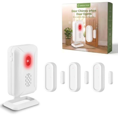GreenCycle Wireless Door Chime, Door Open Sensor Alarm When Entry - color: 1 receiver + 3 chimes