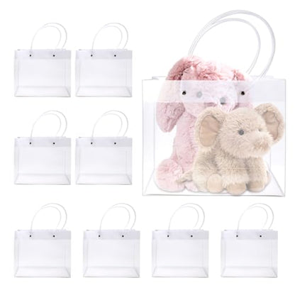 Paidiem Plastic Gift Bags with Handles, Frosted Party Gift Bags Reusable Clear Bag for Party Favors Baby Wedding Birthday (Clear-8 Pack) - color: Clear-8 Pack