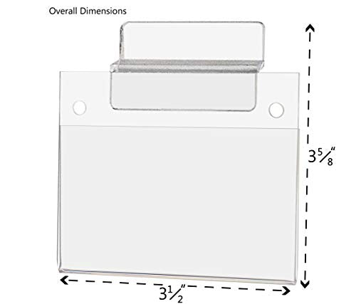 Slatwall Sign Holder for 3.5" x 2" Horizontal Product Labels Business Cards or Stickers Clear Acrylic for Retail Stores Supermarkets and Pharmacies by Marketing Holders