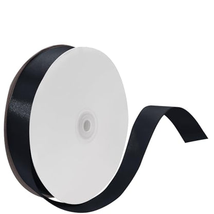 Black Satin Ribbon 1 Inch 100 Yards, for Wedding Gift Wrapping - color: Black