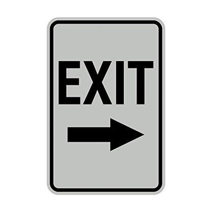 Signs ByLITA Portrait Round Exit Right Arrow Sign with Adhesive Tape, Mounts On Flat Surface (Lt Gray) - Small - color: Lt Gray, size: 4 x 6" - Small (1 Pack)