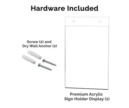 25 Pack Sign Holder for 5" x 7" Menus Event Notices and Announcements with Predrilled Holes and Hanging Hardware Clear Acrylic for Transportation Hubs and Financial Institutions by Marketing Holders - size: 5"w x 7"h