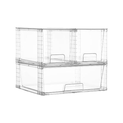 Vtopmart Clear Stackable Storage Drawers, 3 Pack Wide Organizer Set - style: 1 Wide+2 Medium