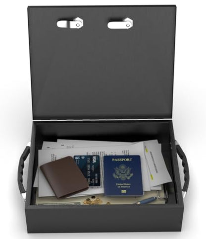 Fire Retardant Strong Box, Dual Combination and Key Lock Security Chest