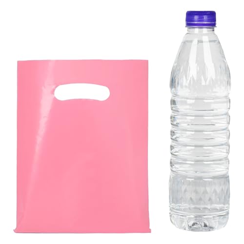 Pink 100 PCS Small Gift Bags, 6"x8" Goodie Party Favor Bags with Handle, Treat Retail Pouches for Kids Birthday, Christmas, Small Business - color: Pink-100PCS